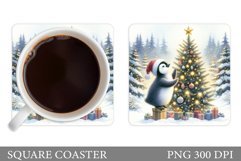 Christmas Penguin Coaster. Cute Penguin Sublimation Product Image 1