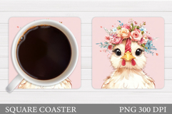 Chicken Coaster Design. Chicken Coaster Sublimation Product Image 1