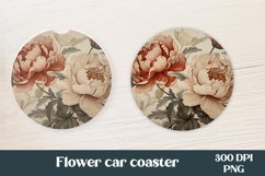 Peonies car coaster sublimation | Flower round coaster