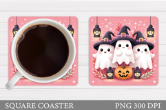 Cute Halloween Coaster Sublimation. Ghost Coaster Design Product Image 1