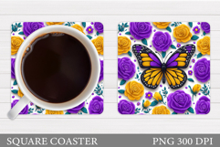 Butterflies Coaster Design. Butterfly Roses Coaster Product Image 1