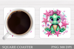 Cute Turtle Coaster Design. Cute Turtle Sublimation Product Image 1