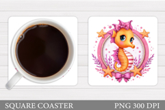 Cute Seahorse Coaster Design. Seahorse Sublimation Product Image 1
