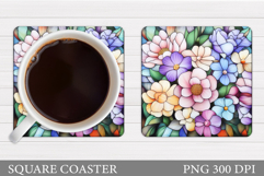 Floral Coaster Design. Flowers Coaster Sublimation Product Image 1