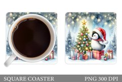 Christmas Penguin Coaster. Christmas Coaster Sublimation Product Image 1