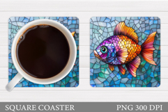 Cute Fish Coaster Design. Fish Coaster Sublimation Product Image 1