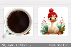 Christmas Ostrich Coaster. Christmas Coaster Sublimation Product Image 1
