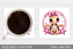 Cute Turtle Coaster Design. Cute Turtle Coaster Sublimation Product Image 1