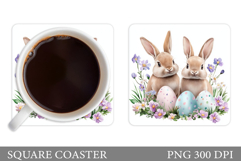 Easter Bunny Coaster Design. Easter Coaster Sublimation Product Image 1