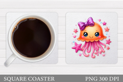 Cute Jellyfish Coaster Design. Cute Jellyfish Sublimation Product Image 1