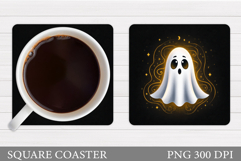 Cute Ghost Coaster Design. Cute Halloween Sublimation Product Image 1