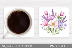 Floral Coaster Design. Flowers Coaster Sublimation Product Image 1