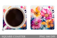 Flowers Coaster Sublimation. Floral Coaster Design Product Image 1