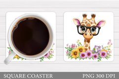 Cute Giraffe Coaster Design. Cute Giraffe Sublimation Product Image 1