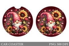 Valentines Gnome Car Coaster. Valentines Car Coaster Design Product Image 1