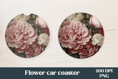 Peony round car coaster sublimation design