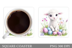 Easter Lamb Coaster Sublimation. Easter Coaster Design Product Image 1