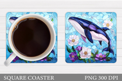 Whale Coaster Design. Whale Coaster Sublimation Product Image 1