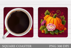 Pumpkin Coaster Design. Flowers Coaster Sublimation Product Image 1