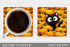 Cute Cat Halloween Coaster. Halloween Cat Coaster Design Product Image 1