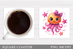 Cute Jellyfish Coaster Design. Cute Jellyfish Sublimation Product Image 1