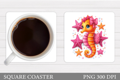 Cute Seahorse Coaster Design. Seahorse Sublimation Product Image 1