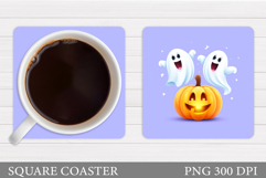 Cute Halloween Coaster Sublimation. Ghost Coaster Design Product Image 1