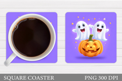 Cute Ghost Coaster Design. Cute Halloween Sublimation Product Image 1