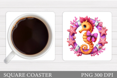 Cute Seahorse Coaster Design. Seahorse Sublimation Product Image 1