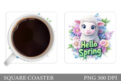 Spring Lamb Coaster Sublimation. Spring Coaster Design Product Image 1