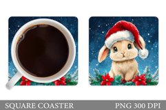 Christmas Bunny Coaster. Cute Bunny Coaster Sublimation Product Image 1