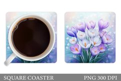 Crocus Coaster Design. Spring Flowers Coaster Sublimation Product Image 1