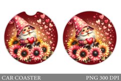 Valentines Gnome Car Coaster. Valentines Car Coaster Design Product Image 1