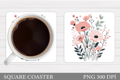 Wildflowers Coaster Design. Flowers Coaster Sublimation Product Image 1