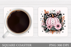 Pumpkin Coaster Design. Flowers Coaster Sublimation Product Image 1