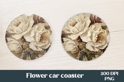 Peonies round car coaster sublimation design