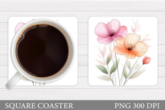 Flowers Coaster Design. Flowers Sublimation Product Image 1