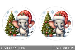 Christmas Elephant Car Coaster. Christmas Car Coaster Design Product Image 1