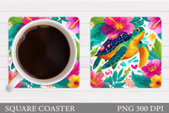 Cute Turtle Coaster Design. Cute Turtle Sublimation Product Image 1