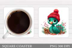 Christmas Peacock Coaster. Christmas Coaster Sublimation Product Image 1