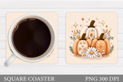 Pumpkin Coaster Design. Floral Pumpkin Coaster Sublimation Product Image 1