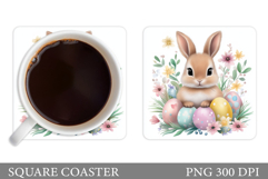Easter Bunny Coaster Design. Easter Coaster Sublimation Product Image 1