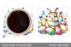 Easter Bunny Coaster Design. Easter Coaster Sublimation Product Image 1