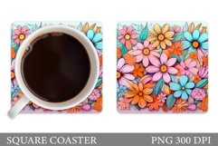 Daisy Flowers Coaster Design. Flowers Sublimation Product Image 1
