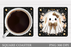 Cute Ghost Coaster Design. Cute Halloween Sublimation Product Image 1