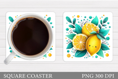 Cute Lemons Coaster Design. Cute Lemons Sublimation Product Image 1