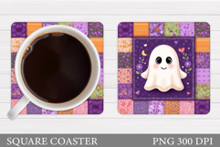 Cute Ghost Coaster Design. Cute Halloween Sublimation Product Image 1
