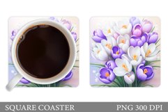 Flowers Crocus Coaster. Spring Flowers Coaster Sublimation Product Image 1
