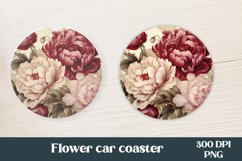 Peonies round car coaster PNG sublimation 