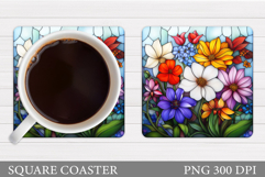 Wildflowers Coaster Sublimation. Flowers Coaster Design Product Image 1